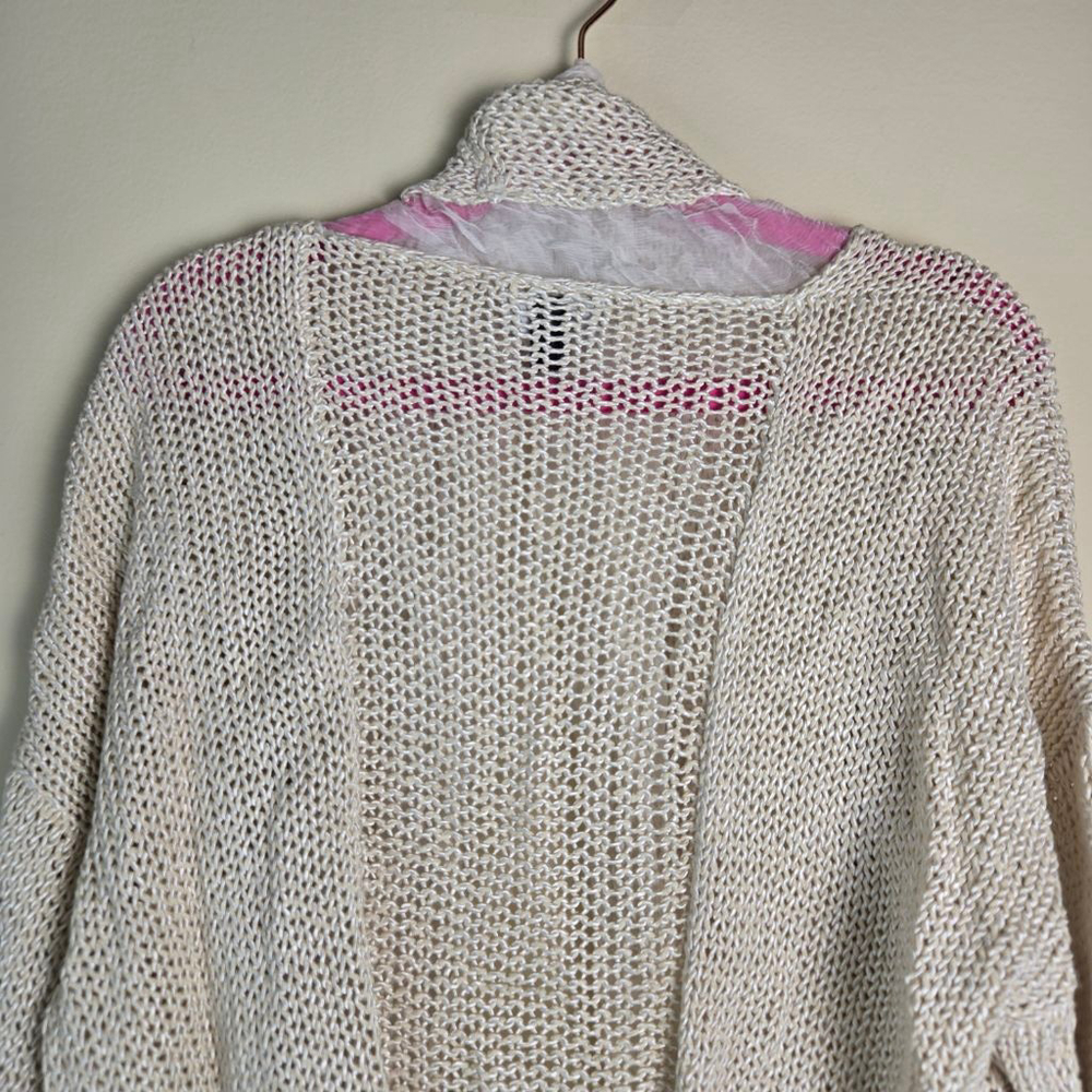 Women's Double U Beige & White Knit Cardigan M - Picture 10 of 12